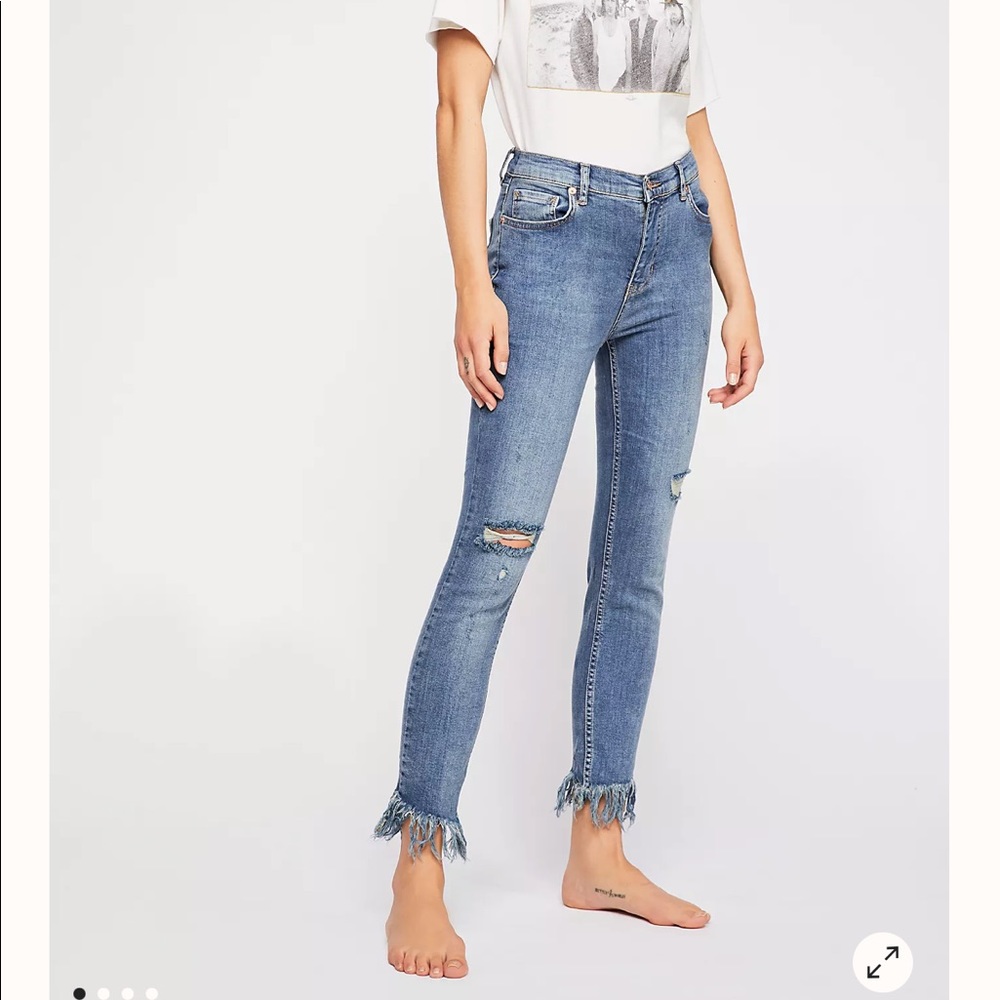 Free People Great Heights Frayed Skinny Jeans
